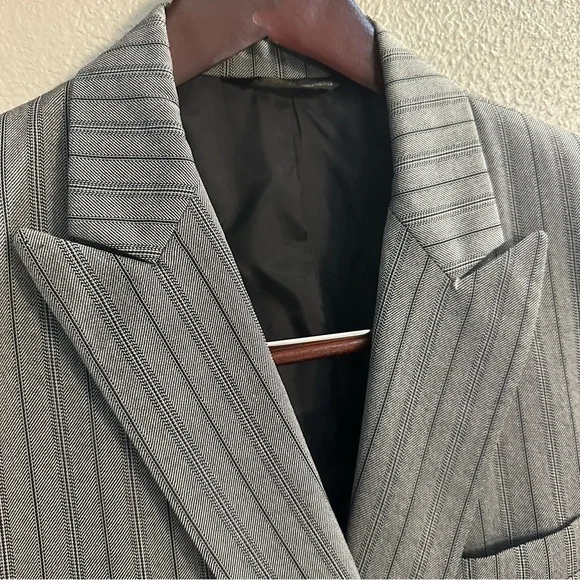 Vintage Yves Saint Laurent One Button Stripe Tailcoat Tuxedo Top 38 R - Picture 3 of 16